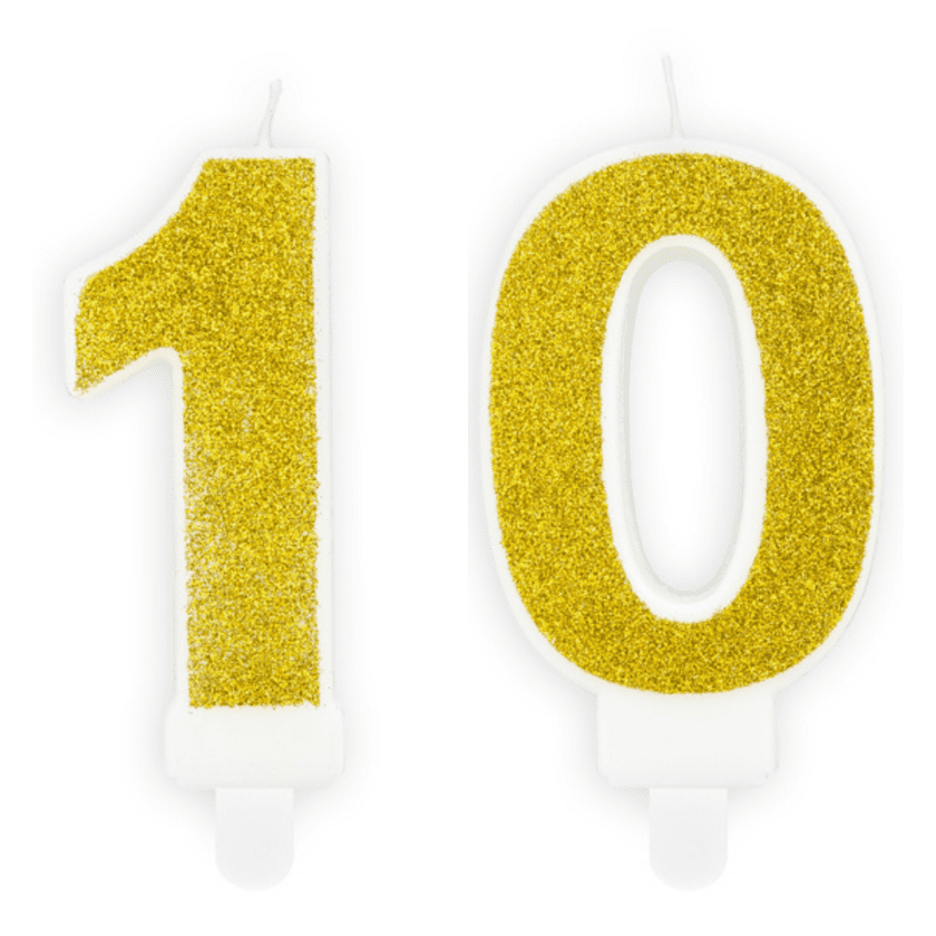 Geburtstagskerzen 10 Gold Set 1 & 0