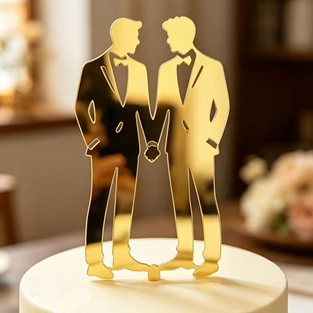 Goldener Männerpaar Cake Topper