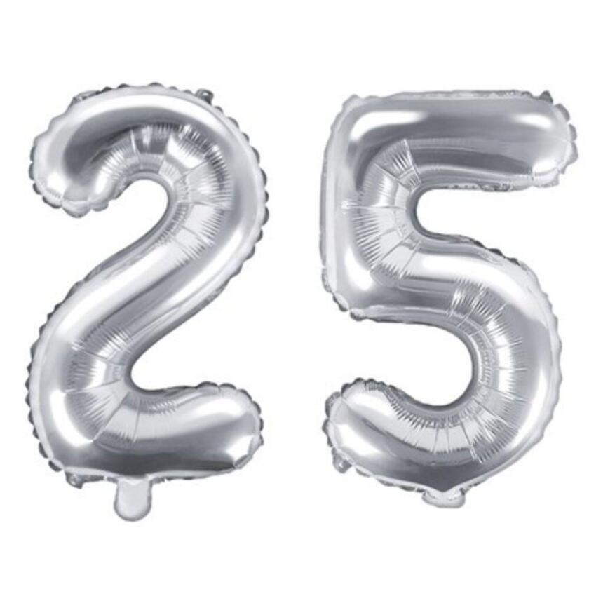 25 Geburtstag Ballon Set 2 & 5 Silber 35cm