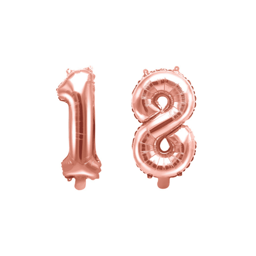 18 Geburtstag Ballon Set 1 & 8 Roségold  35cm