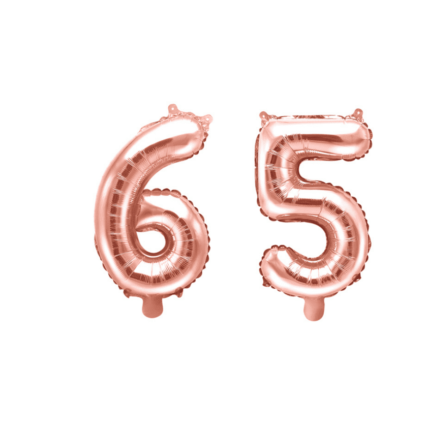 65 Geburtstag Ballon Set 6 & 5 Roségold 35cm