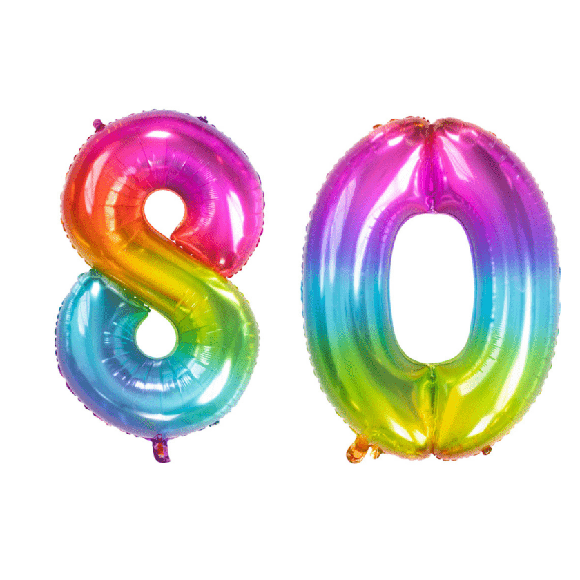 80 Zahlenballon Set 8 & 0 Mehrfarbig