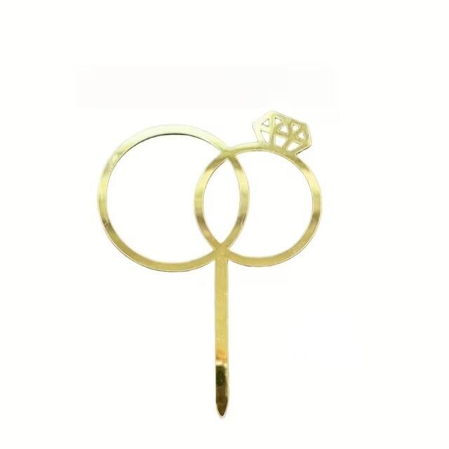 Goldener Diamantring Cake Topper