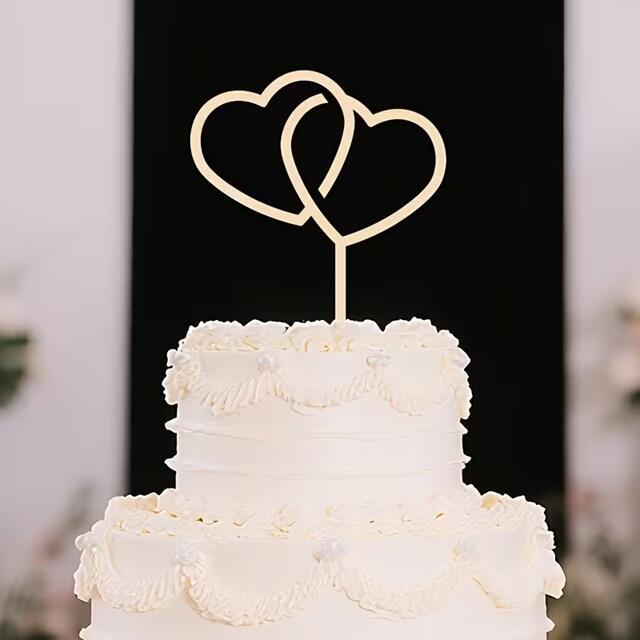 Doppelherz Cake Topper aus Holz