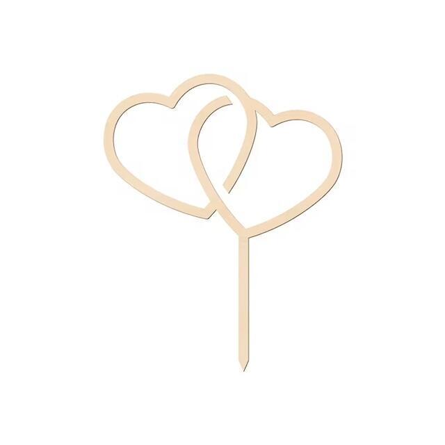 Doppelherz Cake Topper aus Holz