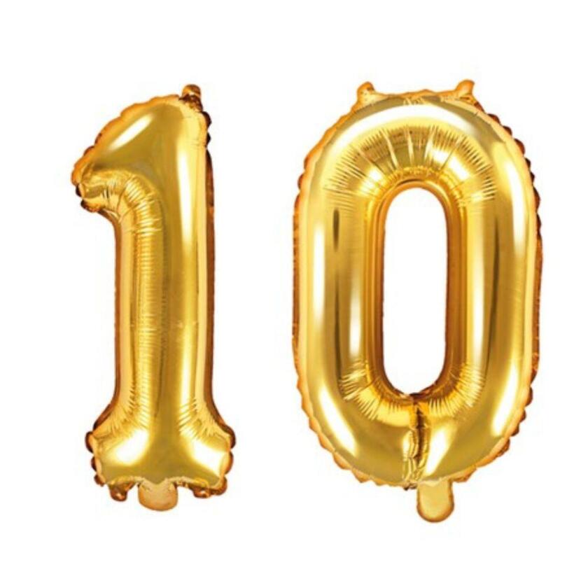 Ballon Set Zahl 10 Gold 35cm
