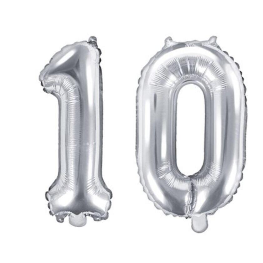 Ballon Set Zahl 10 Silber 35cm