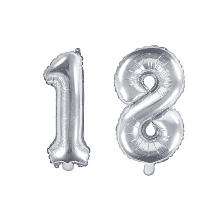 Ballon Set Zahl 18 Silber 35cm