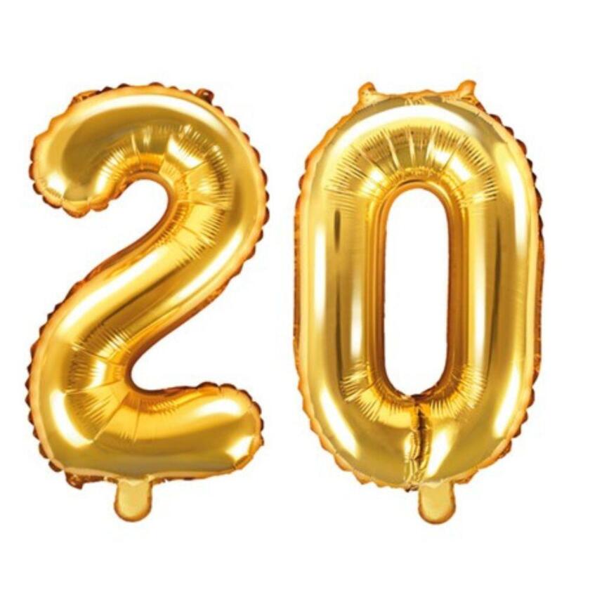 Ballon Set Zahl 20 Gold 35cm