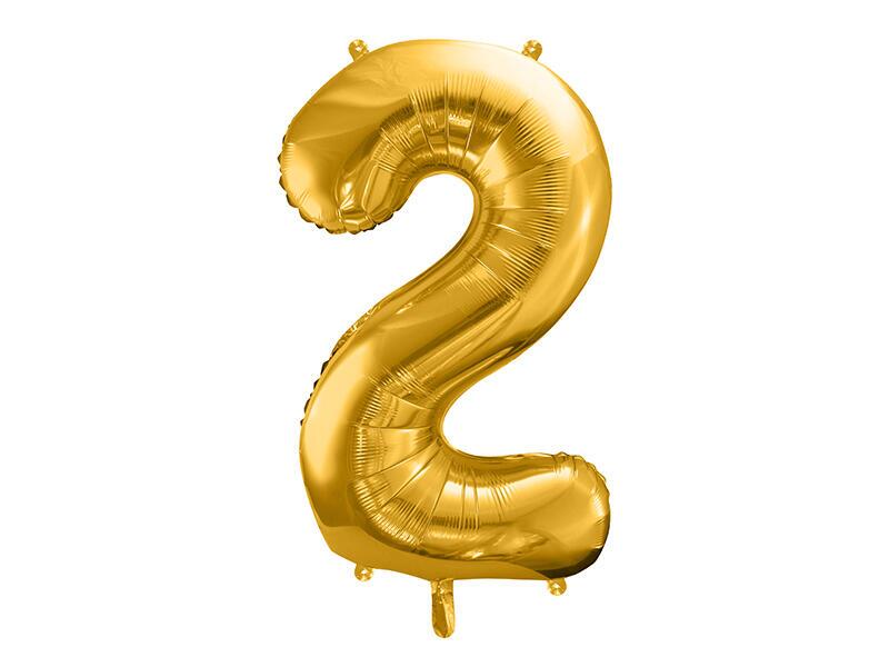 Zahlenballon 2 Gold 86 cm