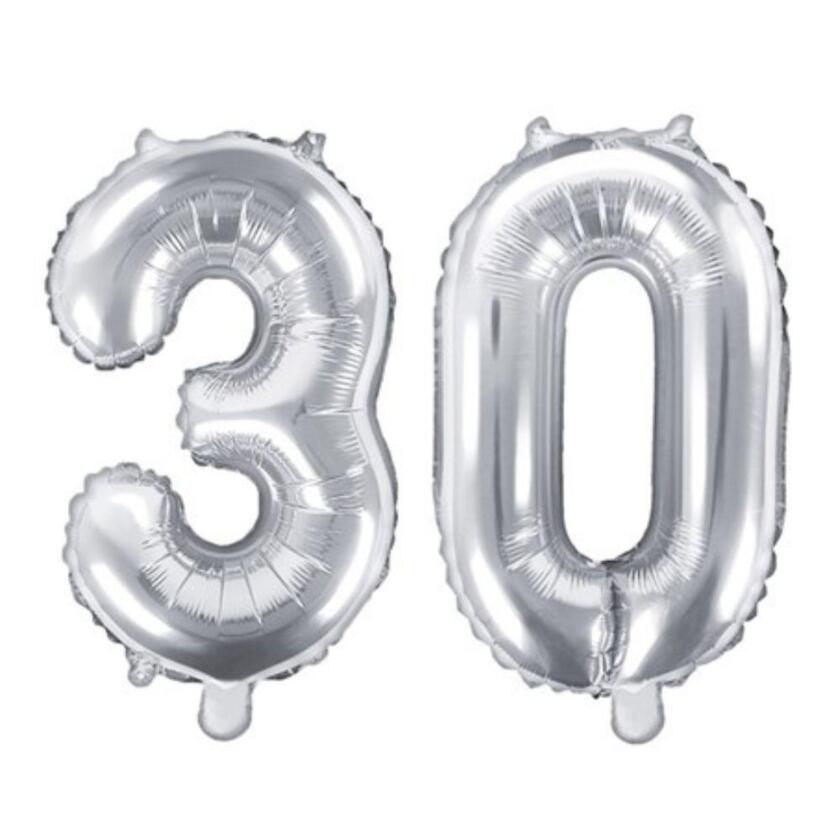 Ballon Set Zahl 30 Silber 35cm