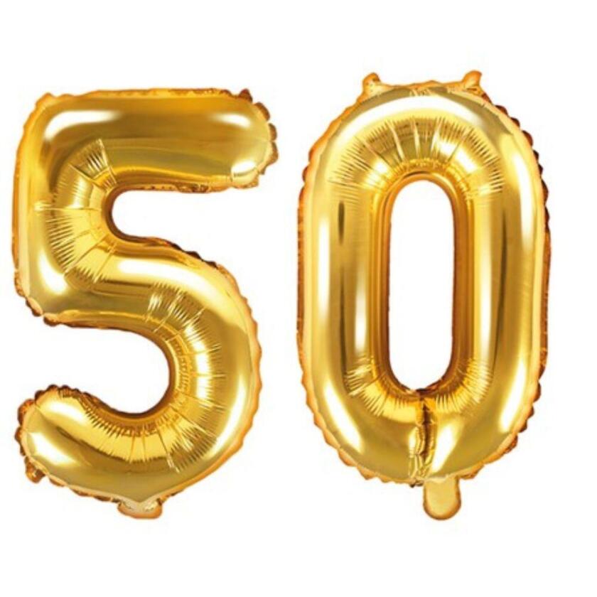 Zahlenballons 50 Gold - Set 5 & 0 35cm