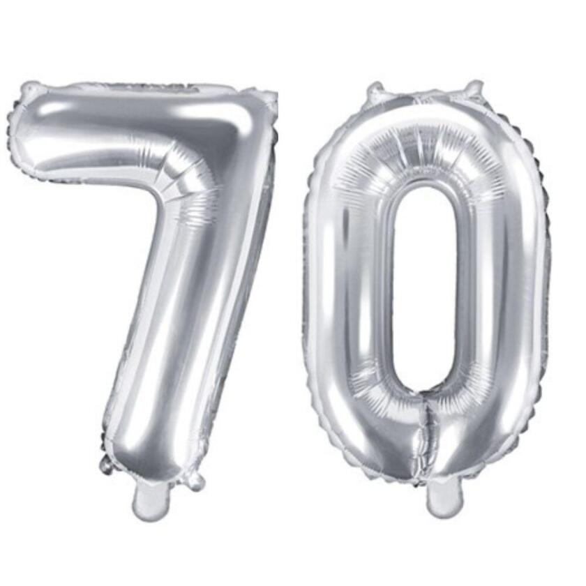 Zahlenballons 70 Silber - Set 7 & 0 35cm