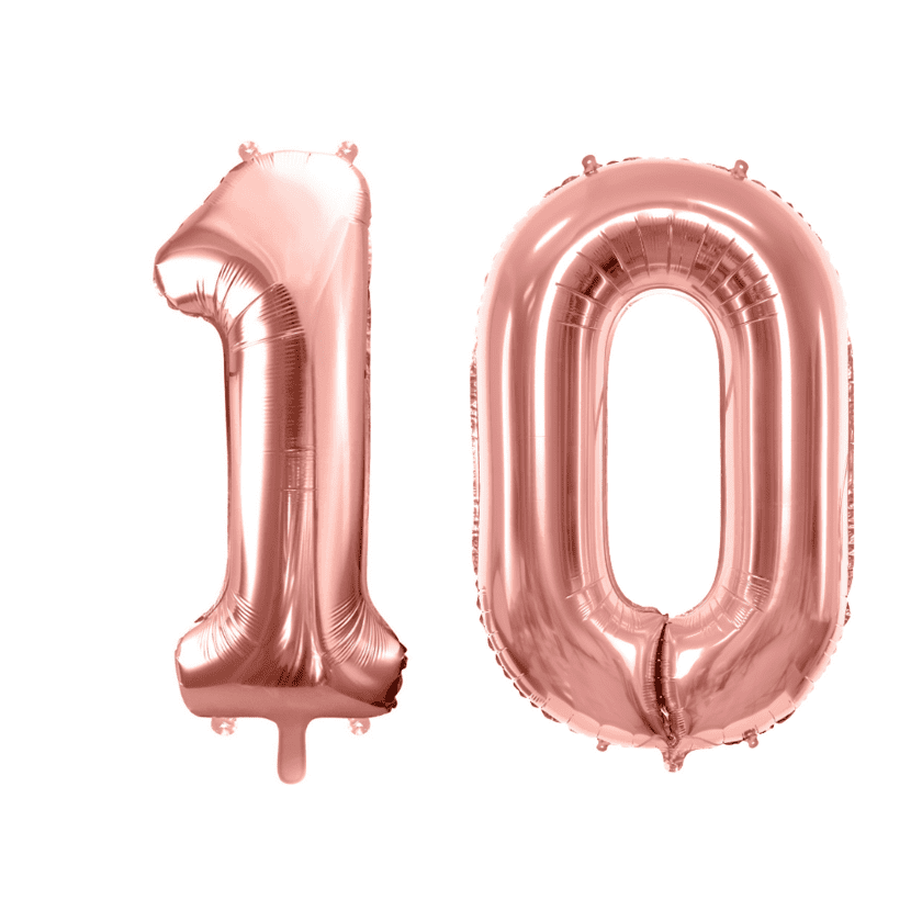 Geburtstagsballon 10 – Ballon Set 1 & 0 Roségold 86 cm