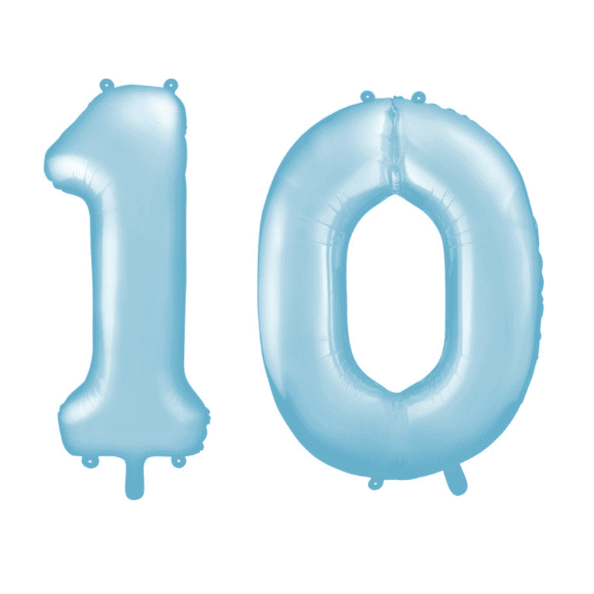Geburtstagsballon 10 Hellblau 86 cm