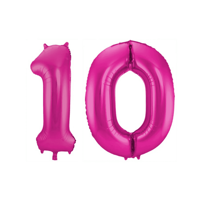 Zahlenballons 10 Geburtstag Ballon Set Dunkelpink 86cm