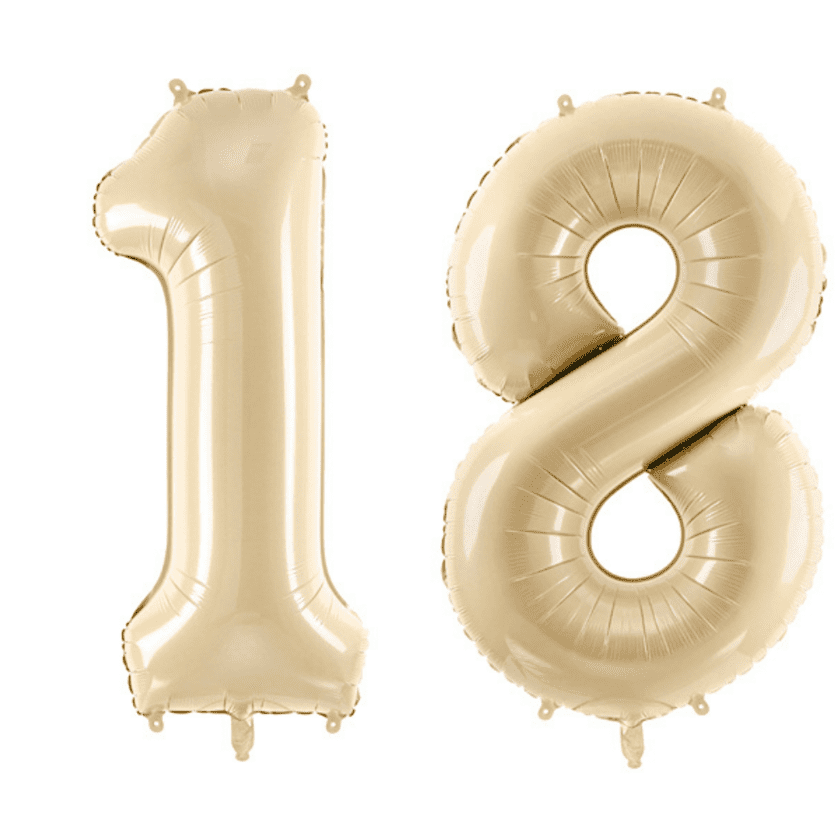 Zahlenballons 18 Geburtstag Ballon Set Beige 72cm