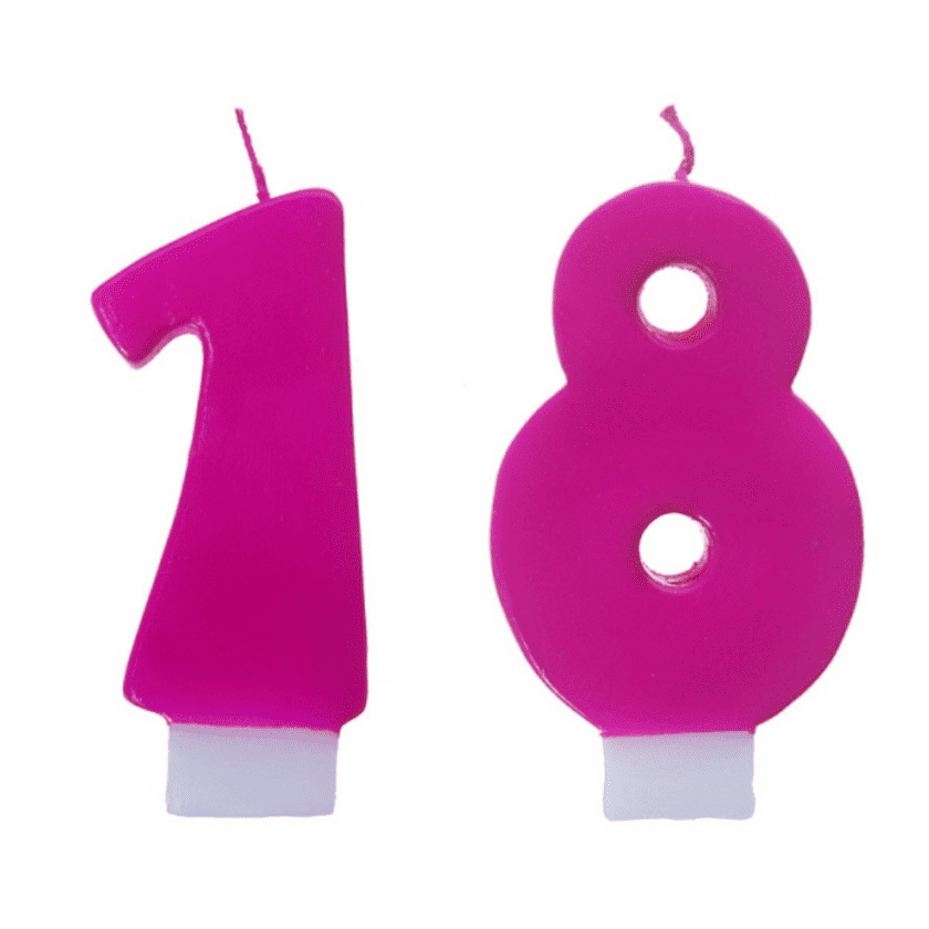 Geburtstagskerzen Set 18 Fuchsia Pink