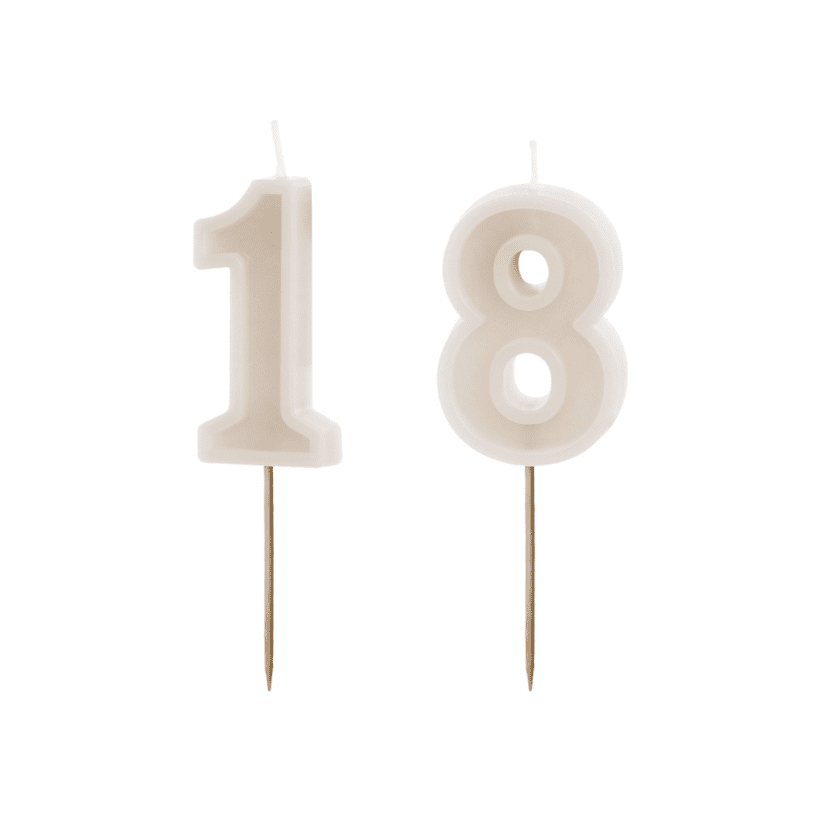 18 Geburtstag Geburtstagskerzen Grau