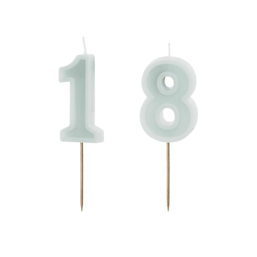 18 Geburtstagskerzen Set Mint