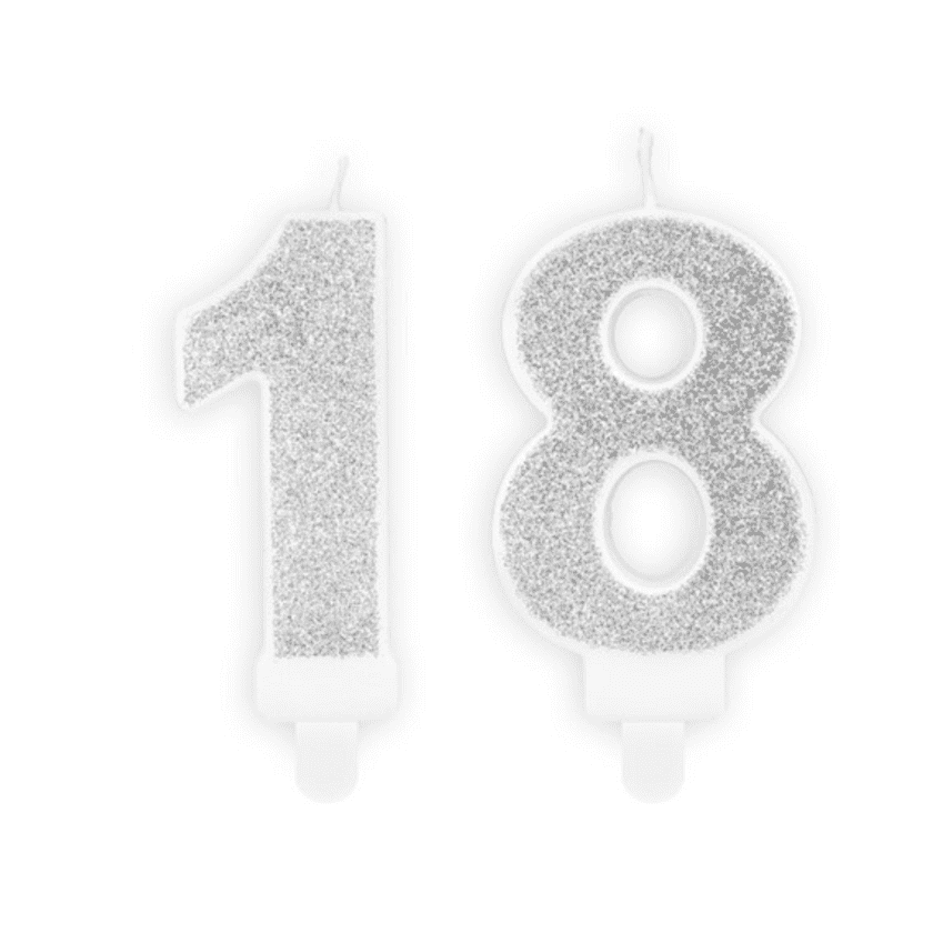 Geburtstagskerzen 18 Silber Set 1 & 8