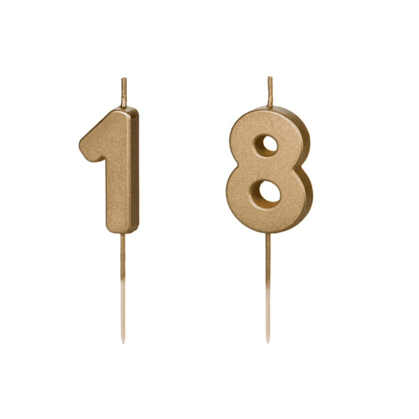 18 Jahre Tortenkerzen Gold Set 1 & 8
