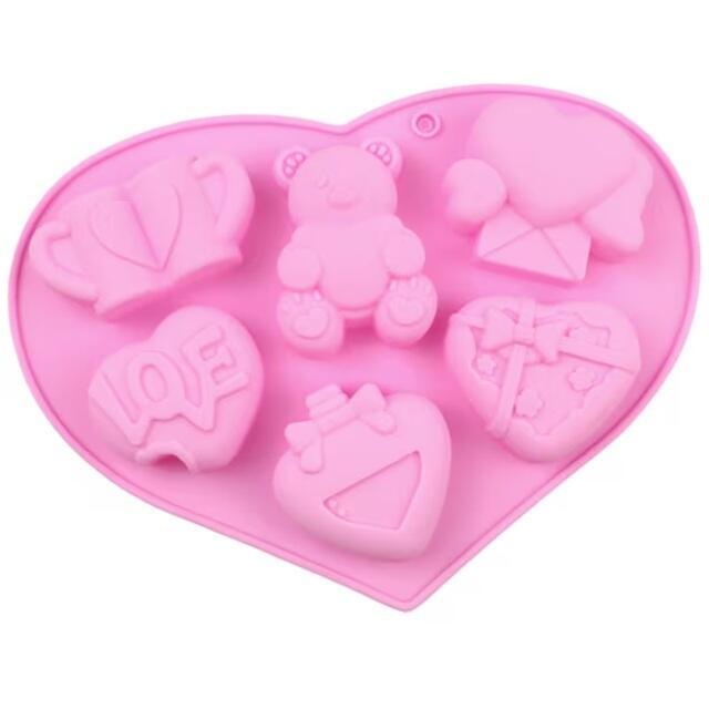 Moule en silicone en forme de cœur avec ourson et motifs d’amour