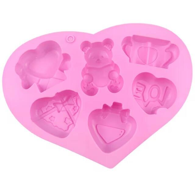 Moule en silicone en forme de cœur avec ourson et motifs d’amour