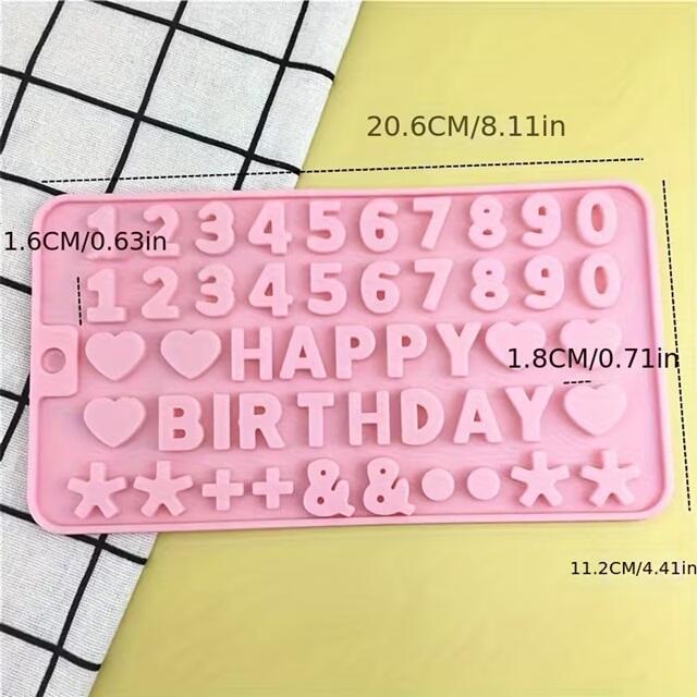 Moule en silicone Happy Birthday avec chiffres et lettres