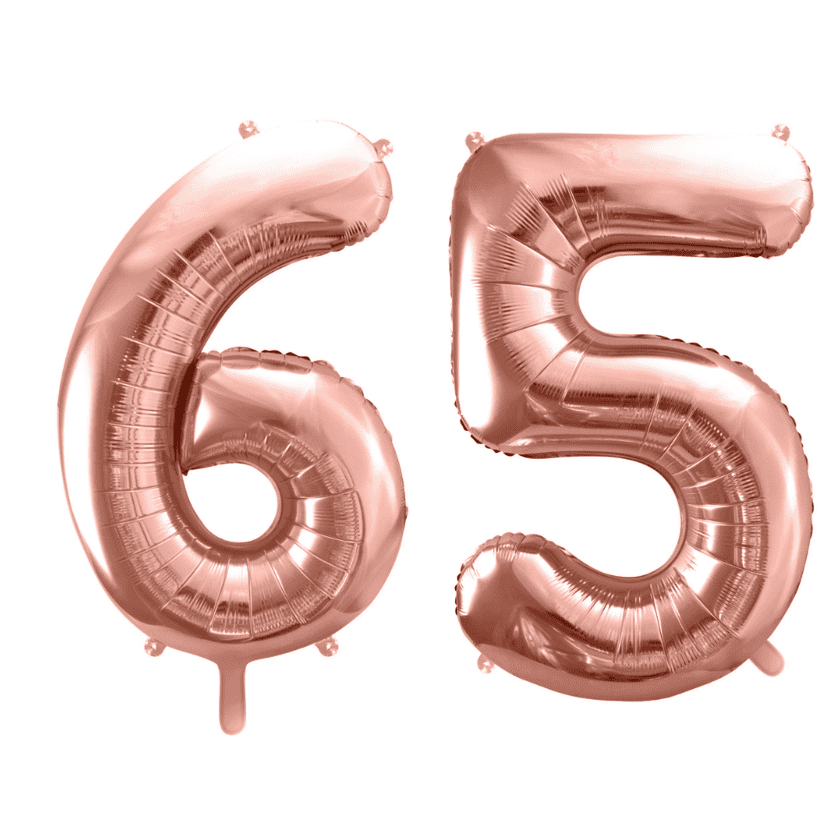 Geburtstagsballons 65 Jahre Roségold 86cm
