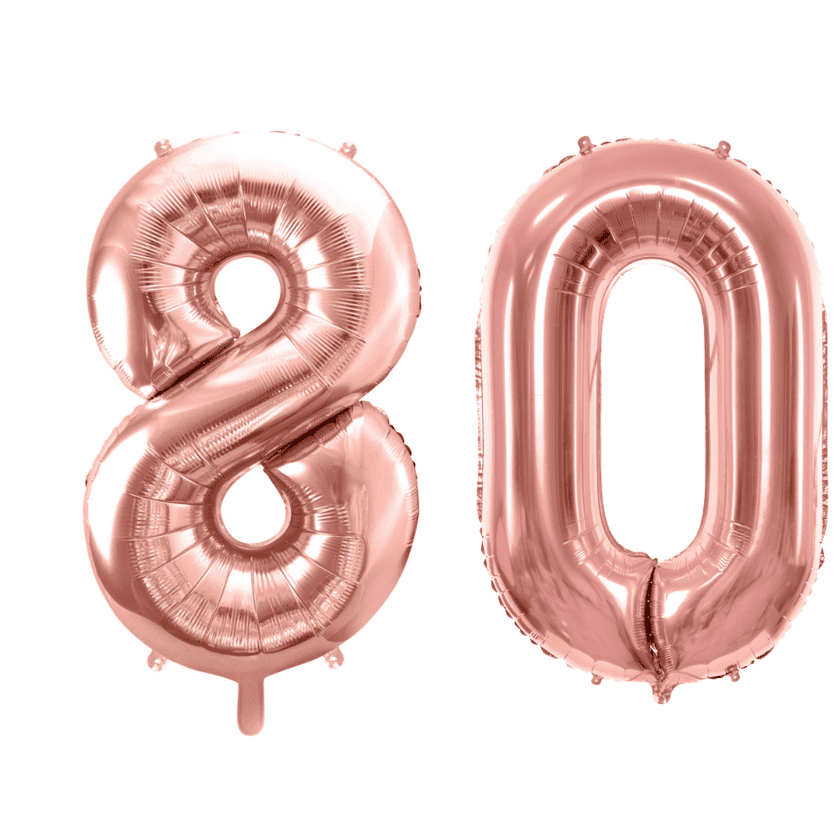 Geburtstagsballons 80 Jahre Roségold 86cm