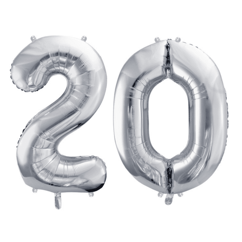 Geburtstagsballon 20 Silber 86cm