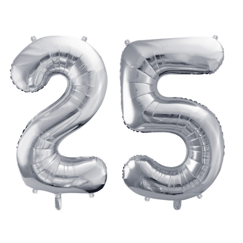Geburtstagsballon 25 Silber 86cm