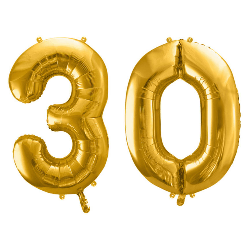 Geburtstagsballon 30 – Ballon Set 3 & 0 Gold 86cm