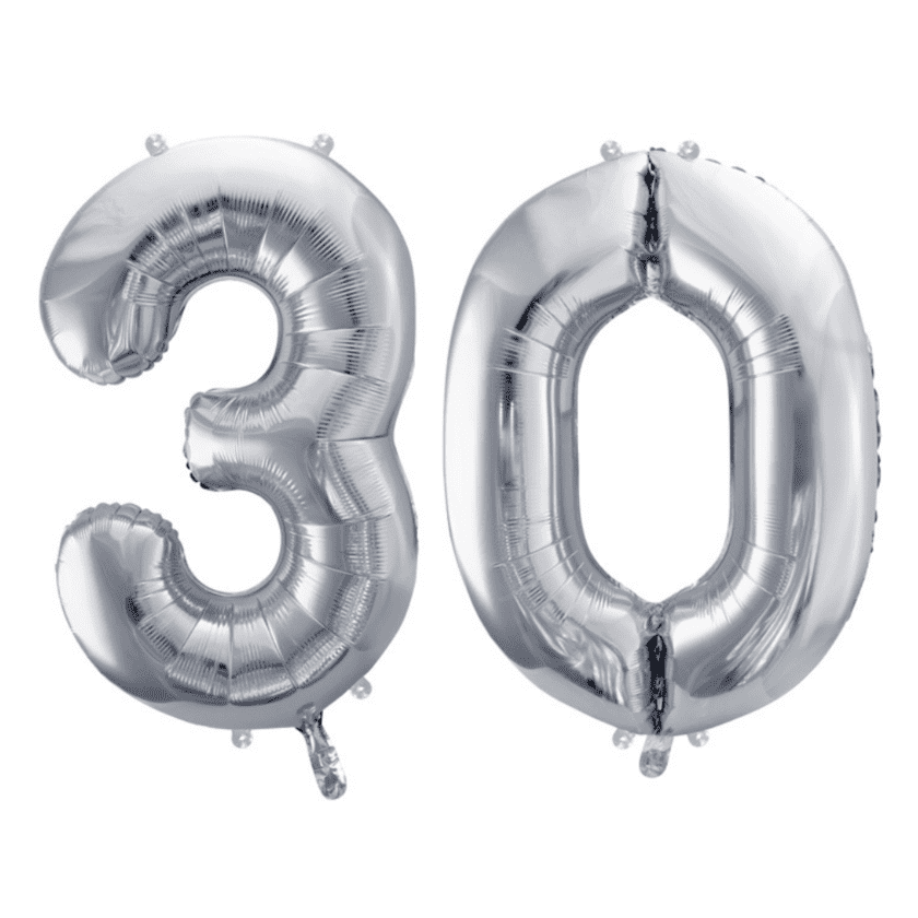 Geburtstagsballon 30 Silber 86cm