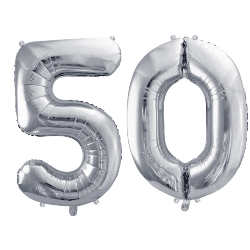 Geburtstagsballon 50 Silber 86cm