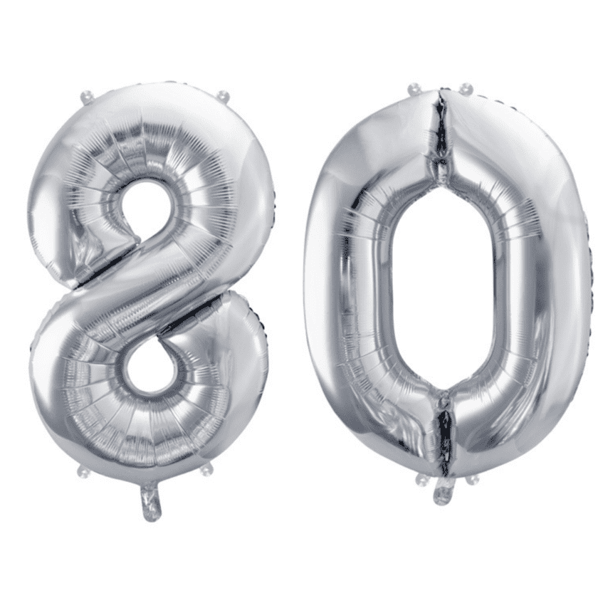 Geburtstagsballon 80 Silber 86cm