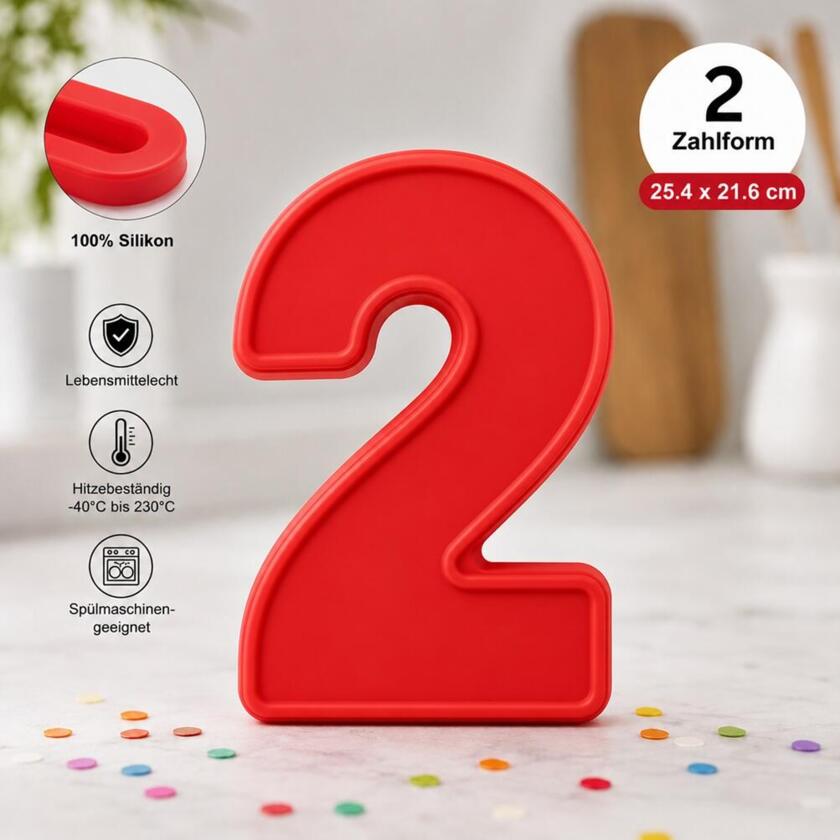 Silikon-Kuchenform Zahl 2