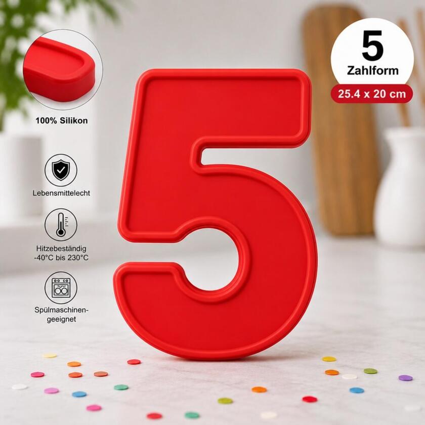 Silikon-Kuchenform Zahl 5