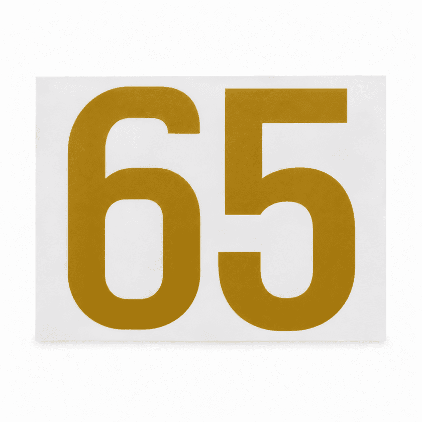 Bügelbild Zahl 65 Gold