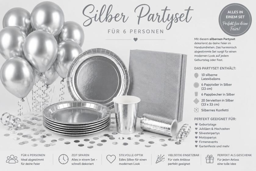 Silber Partyset für 6 Personen