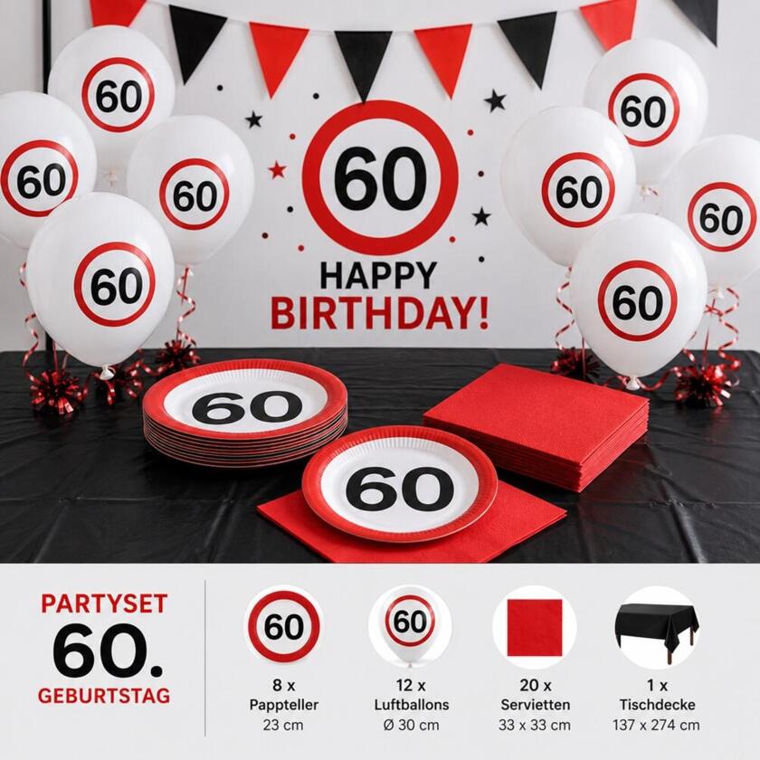 Partyset 60. Geburtstag Traffic Sign