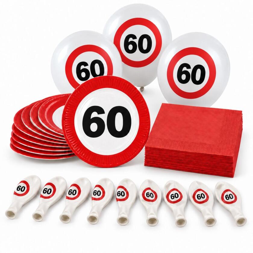Deko-Set 60. Geburtstag – Teller, Ballons & Servietten