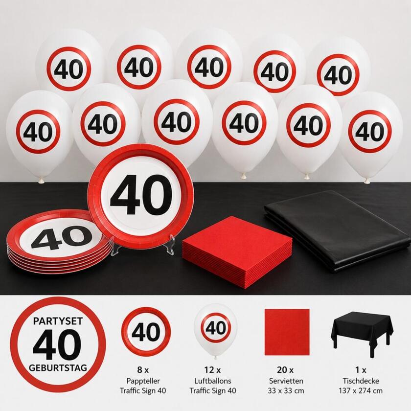 Partyset 40. Geburtstag Traffic Sign
