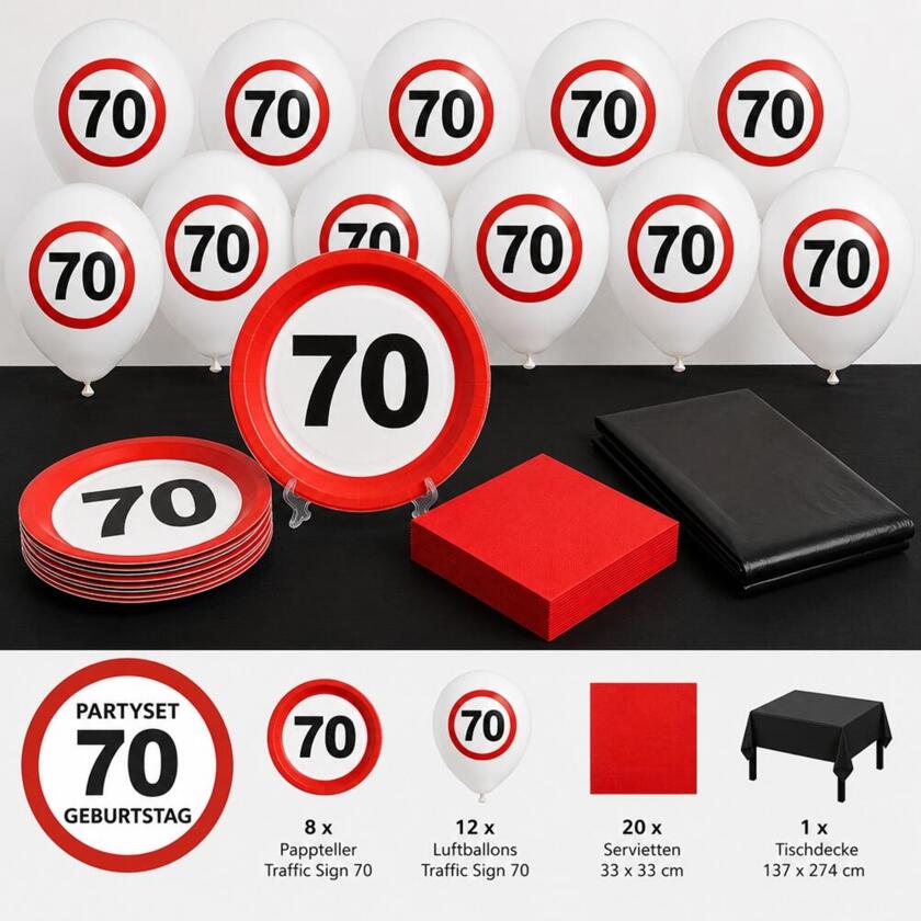 Partyset 70. Geburtstag Traffic Sign