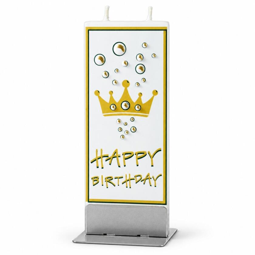 FLATYZ Bougie plate Happy Birthday avec couronne dorée