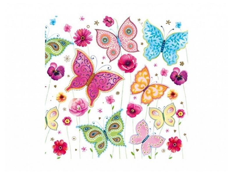 Servietten mit Schmetterlingen und Blumen