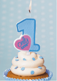 Bougies à gâteau 1er anniversaire bleues