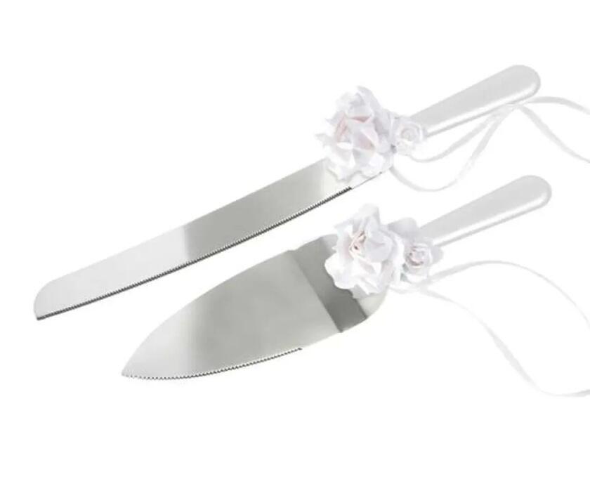 Tortenbesteck Rose Weiss