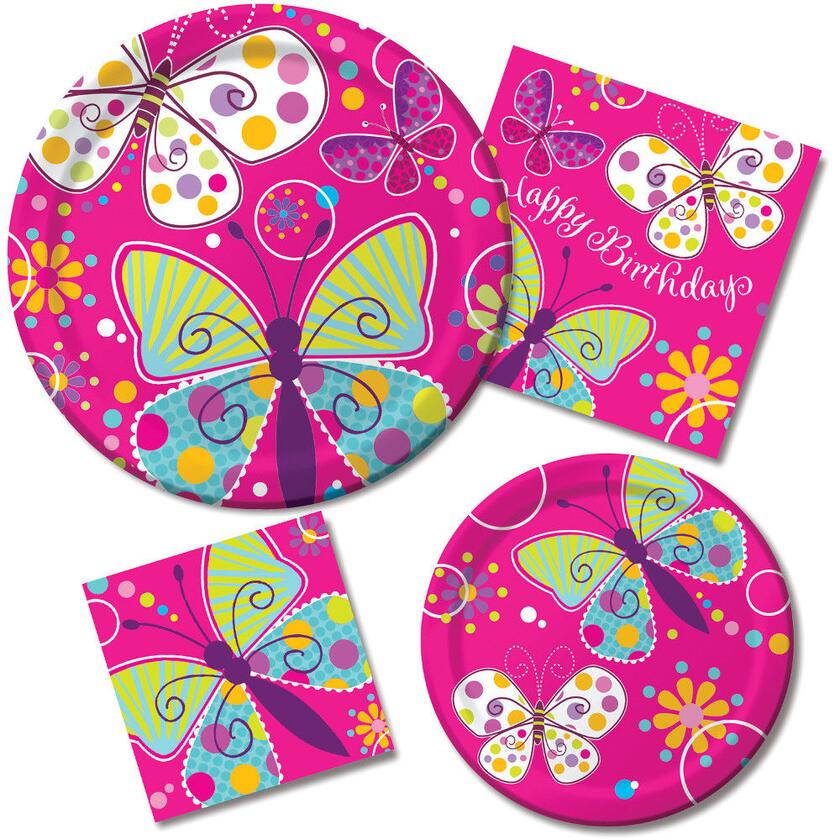 Einladungskarten Schmetterlinge pink
